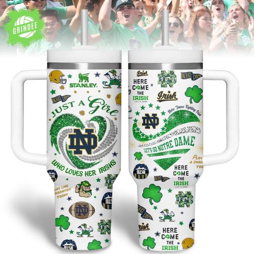 40oz Tumbler With Handle – Notre Dame Fighting Irish, Here We Come