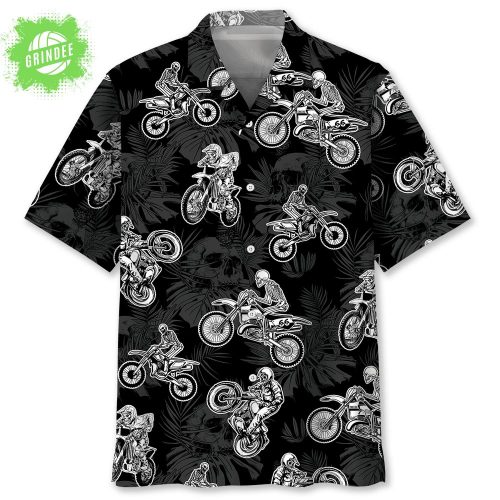 Black Dirt Bike Racing Hawaiian Shirt for Men Limited Edition