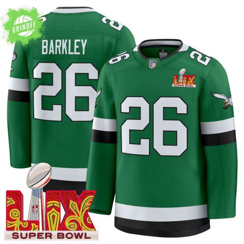 Eagles Kelly Green Hockey Premium NHL Jersey V2 Super Bowl Edition