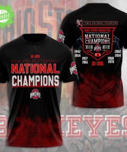 Ohio State Buckeyes Football 3D Graphic 2025 NCAA National Champions T-shirt