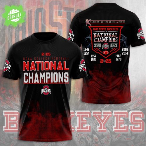 Ohio State Buckeyes Football 3D Graphic 2025 NCAA National Champions T-shirt