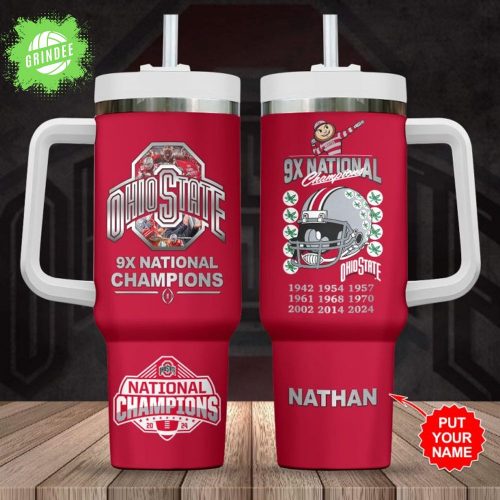 Personalized Ohio State Buckeyes 9x National Football 40oz Stanley Tumbler