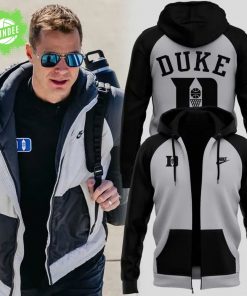 Special Duke New Coach Jon Scheyer Black Grey Zip Hoodie Limited Edition