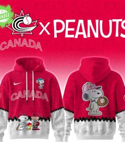 2025 Canada Baseball Team X Peanuts World Baseball Classic Nike Red Hoodie Special Edition