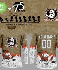 Anaheim Ducks 75th Anniversary of Peanuts Hockey Jersey