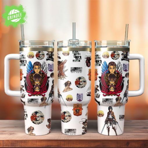 Attack On Titan Anime Custom Stanley Quencher 40oz Tumbler With Handle