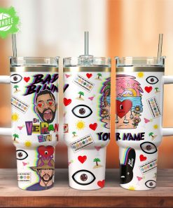 Bad Bunny Custom Stanley 40oz Stainless Steel Tumbler Music Fan Gift