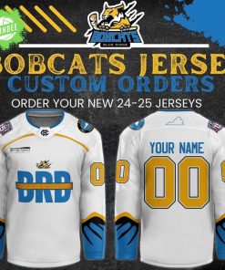 Bobcats Pro White Hockey Jersey 2025 Custom Fan Apparel