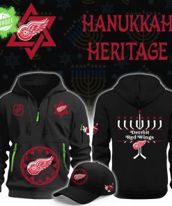 Detroit Red Wings Hanukkah Heritage Black Hoodie NHL Holiday Edition