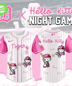 Detroit Tigers x Hello Kitty Night Game Pink Logo Baseball Jersey