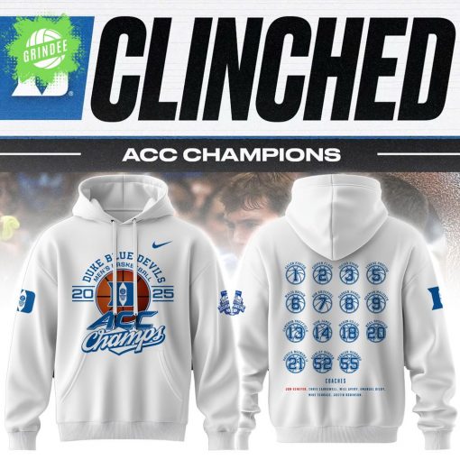 Duke Men’s Basketball ACC Champions Nike 2025 Limited White Hoodie