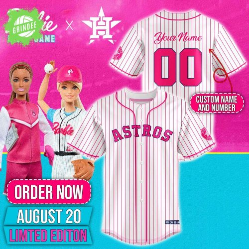 Houston Astros Official x Barbie Pink Baseball Jersey Custom Name Limited Edition 2025