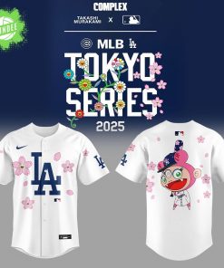 Los Angeles Dodgers x Takashi Murakami MLB World Tour Tokyo Series Blue Baseball Jersey 2025