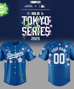 Los Angeles Dodgers x Takashi Murakami MLB World Tour Tokyo Series Blue Custom Jersey 2025
