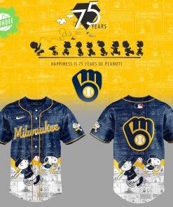 Milwaukee Brewers 75th Anniversary of Peanuts Baseball Jersey