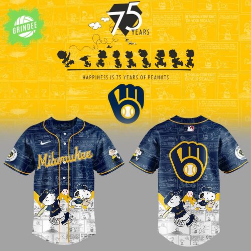 Milwaukee Brewers 75th Anniversary of Peanuts Baseball Jersey