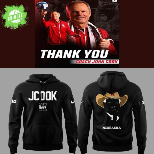 Nebraska Volleyball 2025 Coach John Cook Black Hoodie – Limited Edition