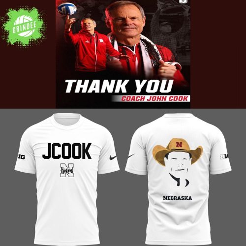 Nebraska Volleyball 2025 Coach John Cook Limited White T-shirt