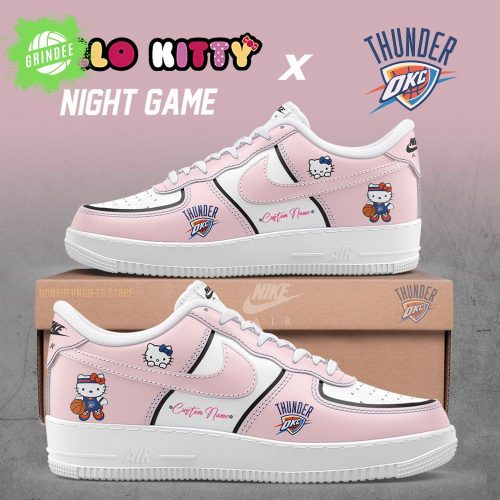 Oklahoma City Thunder X Hello Kitty Night AF1 Shoes Custom Name for Fans