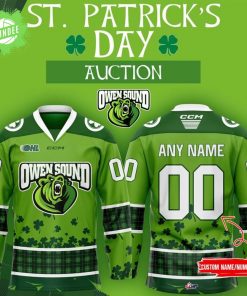 Owen Sound Attack St. Patrick’s Day Auction Hockey Jersey 2025