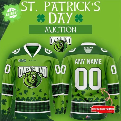 Owen Sound Attack St. Patrick’s Day Auction Hockey Jersey 2025