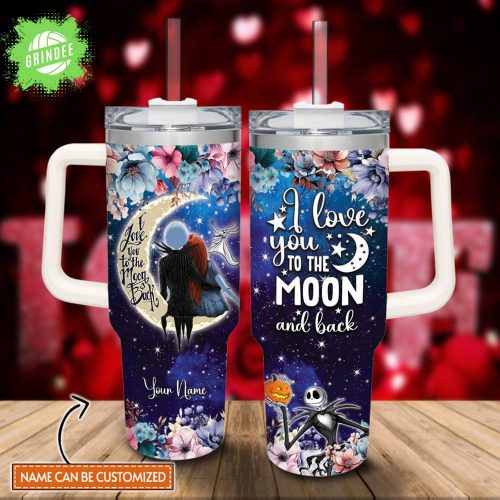 SKINNY STRAIGHT i love you to the moon and back custom name 40Oz TUMBLER