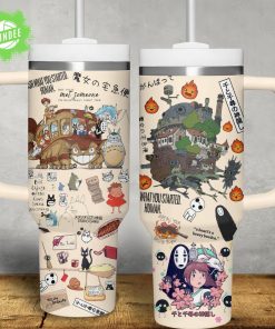 Spirited Away Anime Custom Stanley Quencher 40oz Tumbler With Handle Studio Ghibli