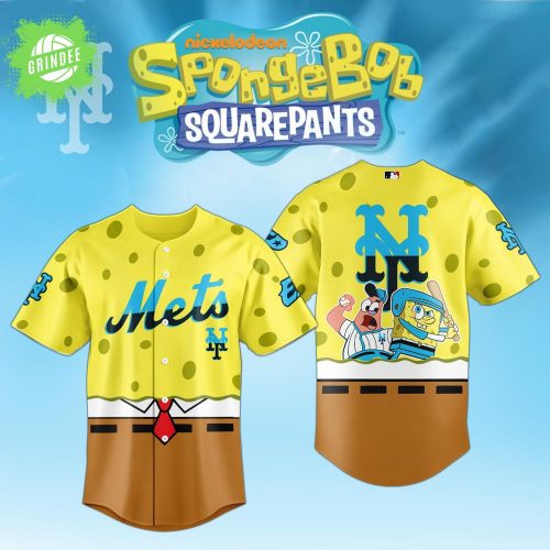 Spongebob x MLB New York Mets Limited Edition baseball Jersey 2025