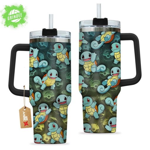 Squirtle Pokémon Anime Custom Stanley Quencher 40oz Stainless Steel Tumbler