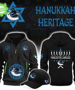 Vancouver Canucks Hanukkah Heritage Black Hoodie NHL Holiday Special