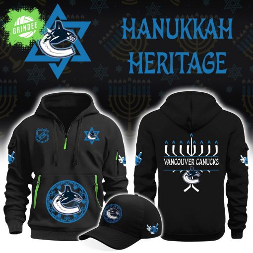 Vancouver Canucks Hanukkah Heritage Black Hoodie NHL Holiday Special