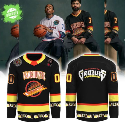 Vancouver Canucks x Grizzlies Black Skate Hockey Jersey NHL Collab