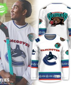 Vancouver Canucks x Grizzlies White Orca Hockey Jersey Special Edition