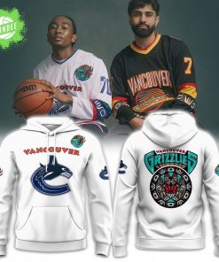 Vancouver Canucks x Grizzlies White Vintage Skate Hoodie Limited Edition
