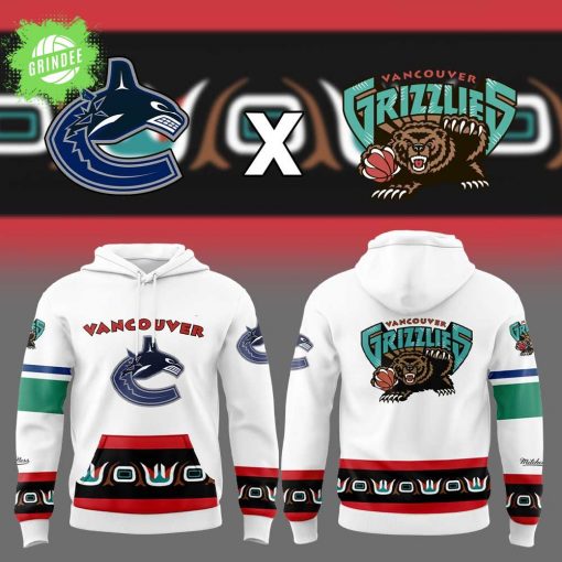 Vancouver Canucks x Memphis Grizzlies White Hoodie – Limited NHL x NBA Collab