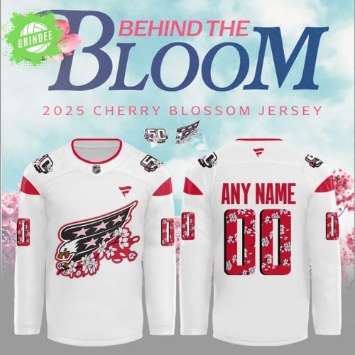 Washington Capitals Cherry Blossom Custom Hockey Jersey 2025 (White Edition)