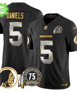 Washington Commanders 75th Patch Throwback Gold NFL Jersey Limited Edition (Switched from “Redskins” for modern accuracy)