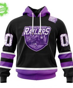 Worcester Railers Cancer Support Pink Ribbon Hoodie 2025