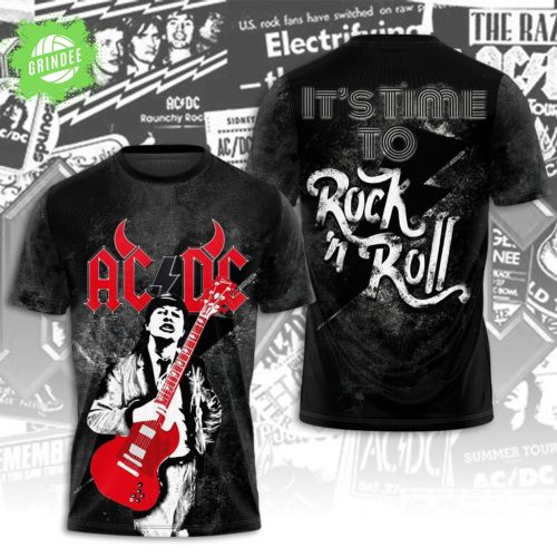 AC DC It is Time To Rock And Roll 3D T-Shirt – Classic Rock Band Fan Apparel