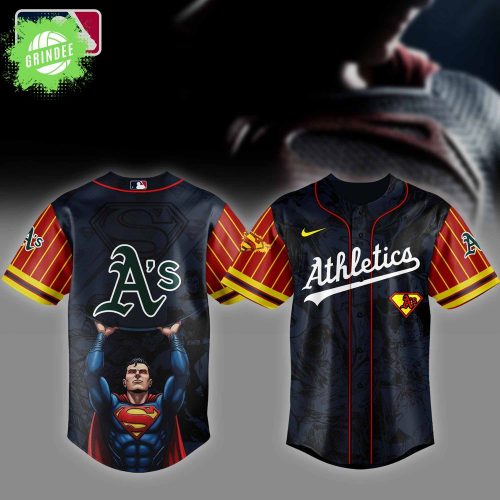 Athletics MLB x Superman Baseball Jersey Editions Limited 2025 – Justice League x Baseball Mashup