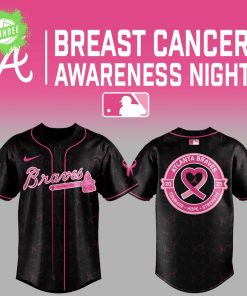 Atlanta Braves Cancer Awareness Night 2025 Black Baseball Jersey