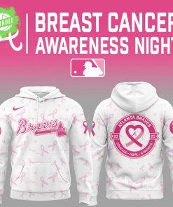 Atlanta Braves Cancer Awareness Night 2025 White Hoodie