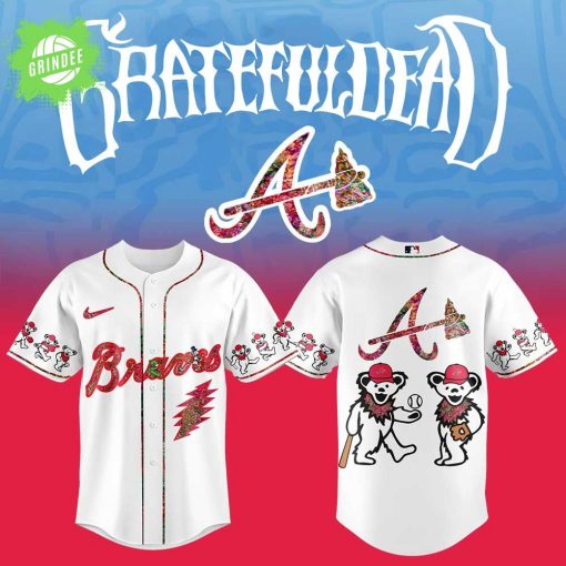 Atlanta Braves Grateful Dead Night V3 Jersey & Flat Cap Set