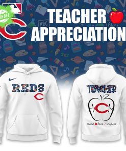 Cincinnati Reds Teacher Night 2025 White Hoodie