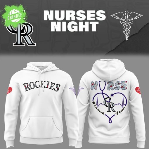 Colorado Rockies Nurses Night 2025 White Hoodie