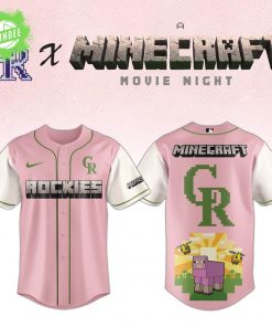 Colorado Rockies x Minecraft Movie Night Pink Jersey – Fan Girl Game Day Edition