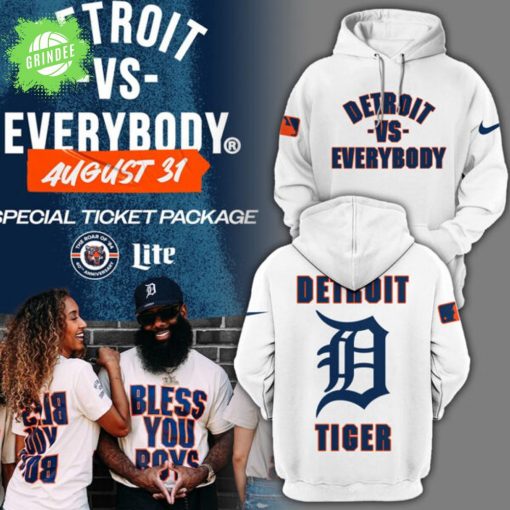 Detroit Tigers MLB 2024 “Detroit vs Everybody” White Limited Hoodie