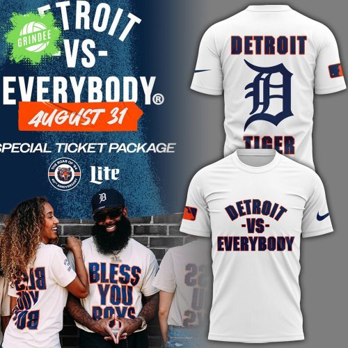 Detroit Tigers MLB 2024 “Detroit vs Everybody” White Limited T-Shirt