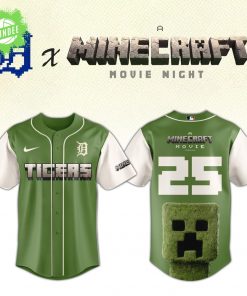 Detroit Tigers x Minecraft Movie Baseball Jersey – Game Crossover Edition