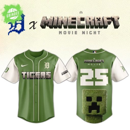 Detroit Tigers x Minecraft Movie Baseball Jersey – Game Crossover Edition